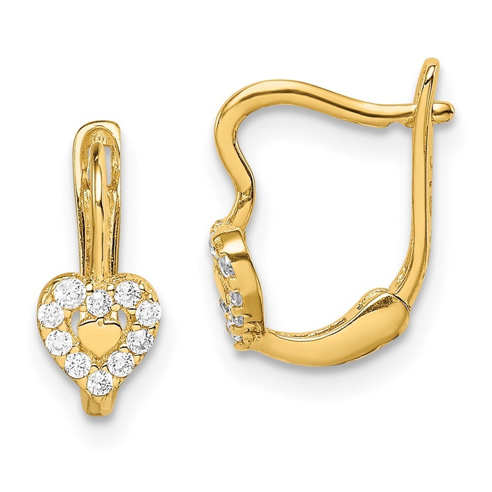 14k Yellow Gold Madi K Cz Double Heart Hoop Earrings 12.1 L X W